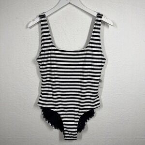 Solid & Striped The Annemarie Striped One Piece Swimsuit Black/White Size XL NWT